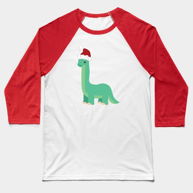 Santa dinosaur Baseball T-Shirt by AmyNMann